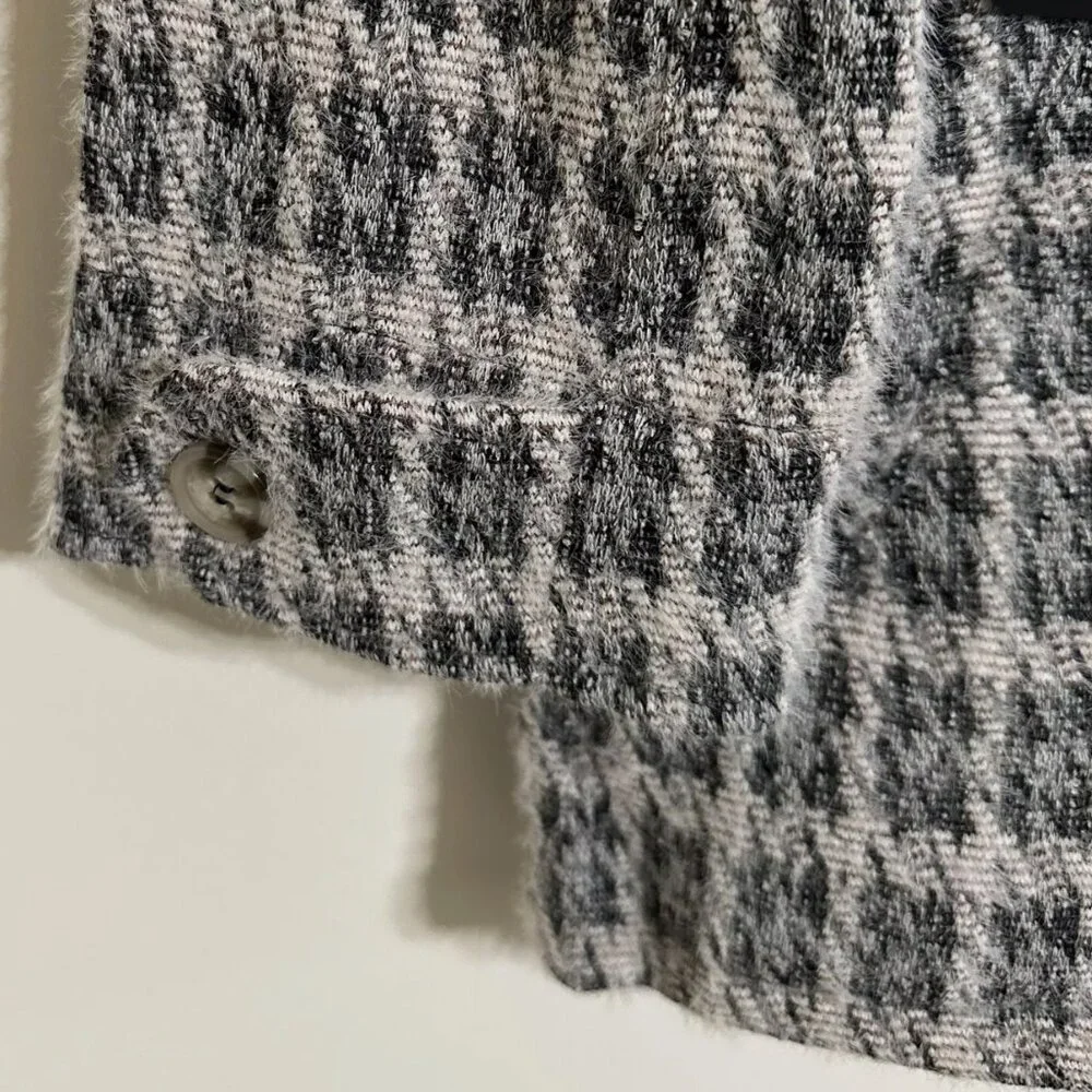 Liverpool Heather Houndstooth Fuzzy Button Front Boxy Jacket Women's Large - Picture 5 of 16